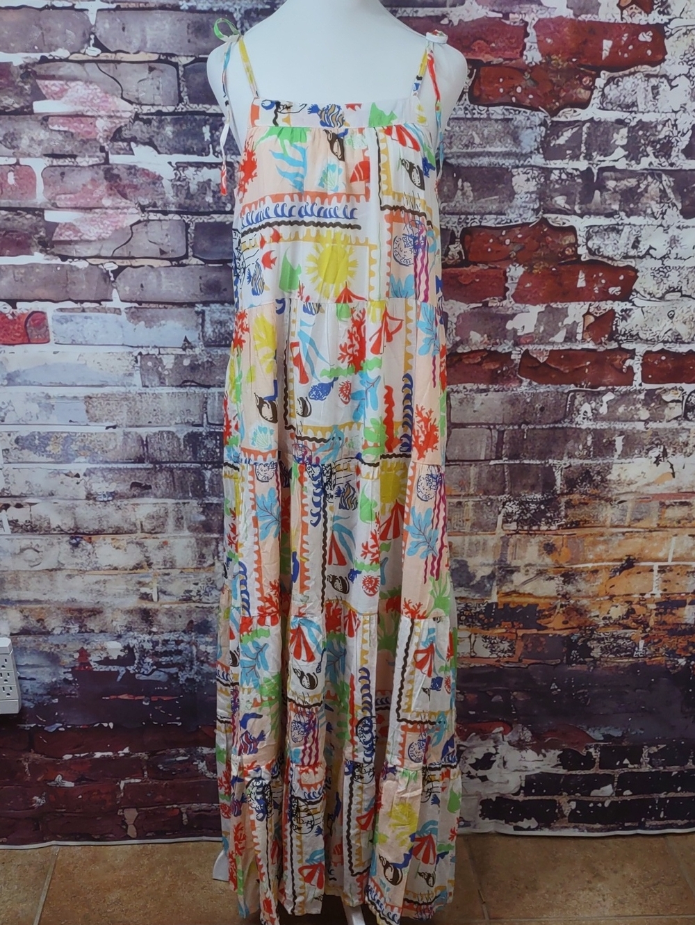 En Creme Multi-Color Tiered Maxi Skirt